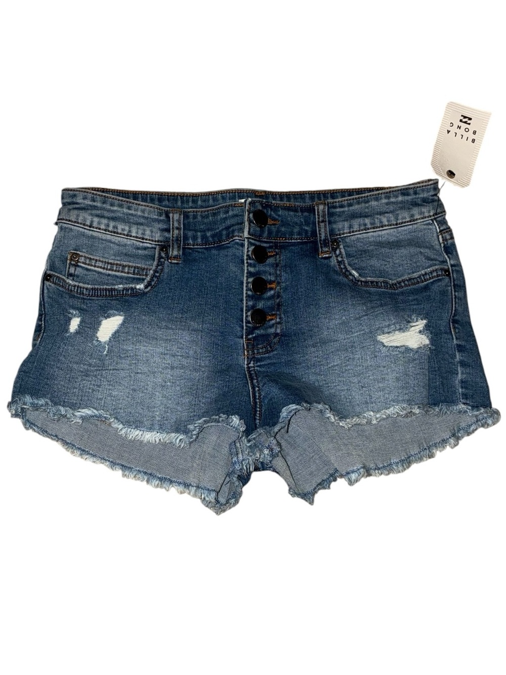 Billabong High Rise Denim Mini Shorts NWT Blue Distressed Summer Festival Sz 27